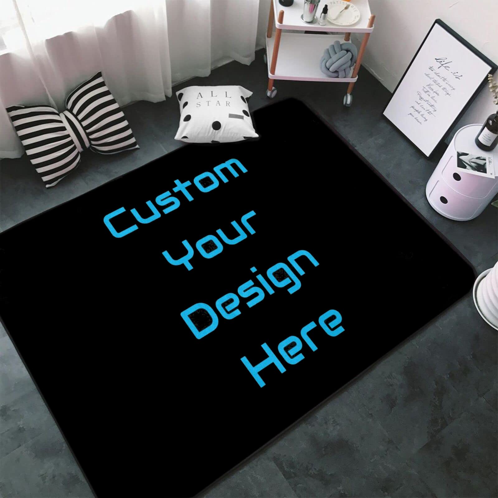 Custom Area Rug Design Your Photo Logo Text Personalized Non-Slip Door Mat Customized Washable Decorative Area Carpet for Home Bedroom Living Room