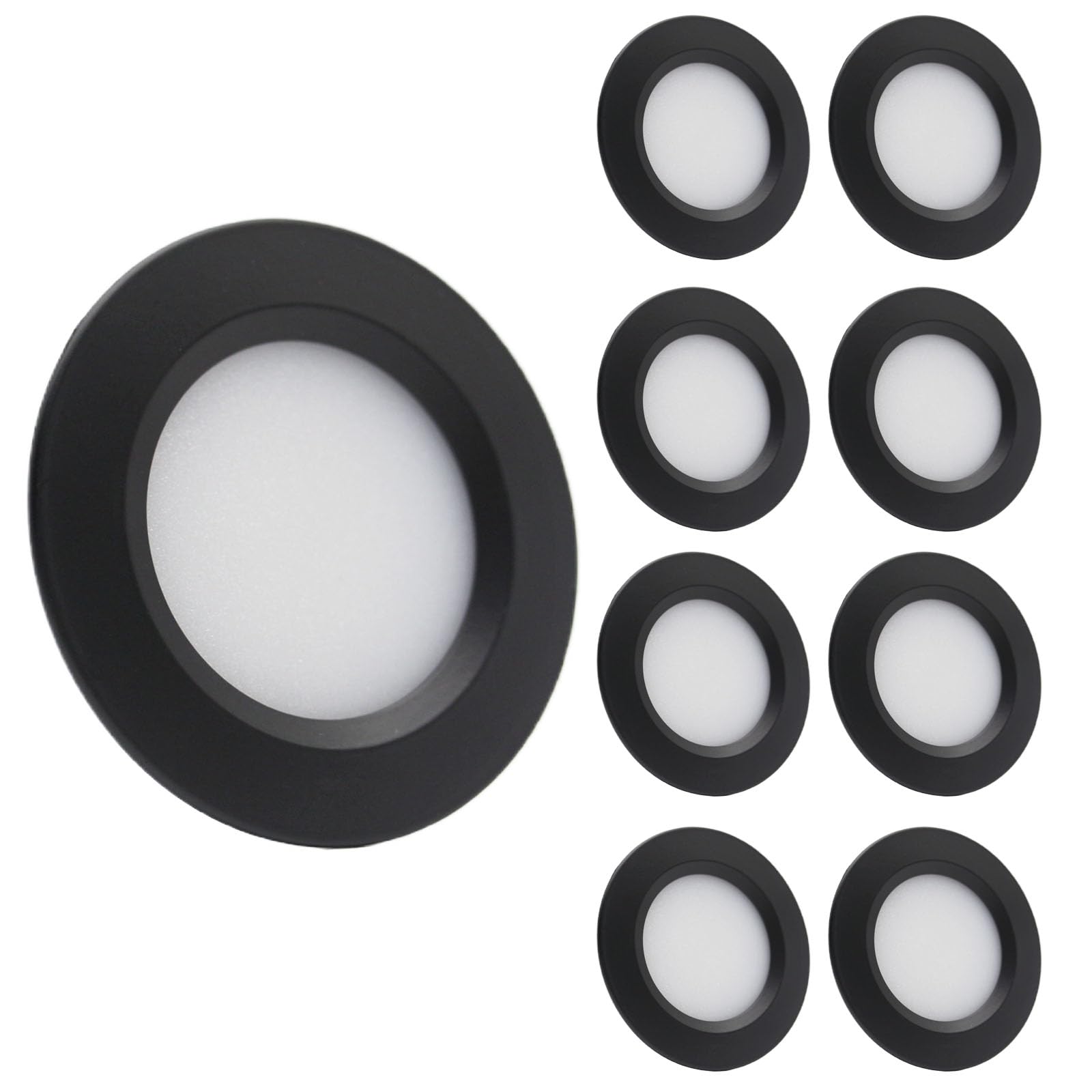 Sepzlly 12V Campervan Lights 8PCS 3W LED Roof Downlight Camper Van Recessed Mount Ceiling Light 6000K Cool White Dimmable Ultra-Slim Spot Lights Motorhome Light Bulbs for Boat Yacht Cabin (Black)
