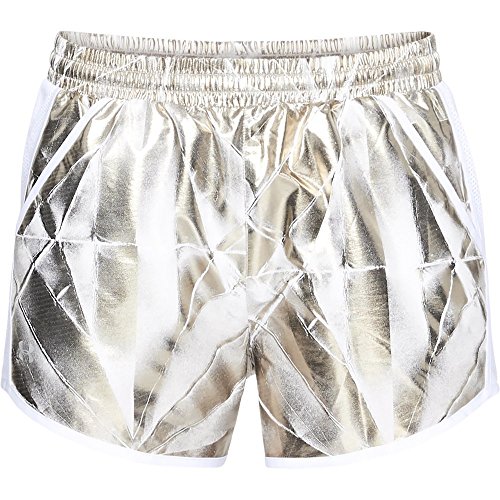 Under Armour Women's Fly-by Printed Shorts, Metallic Cristal Gol (996)/Reflective, Large