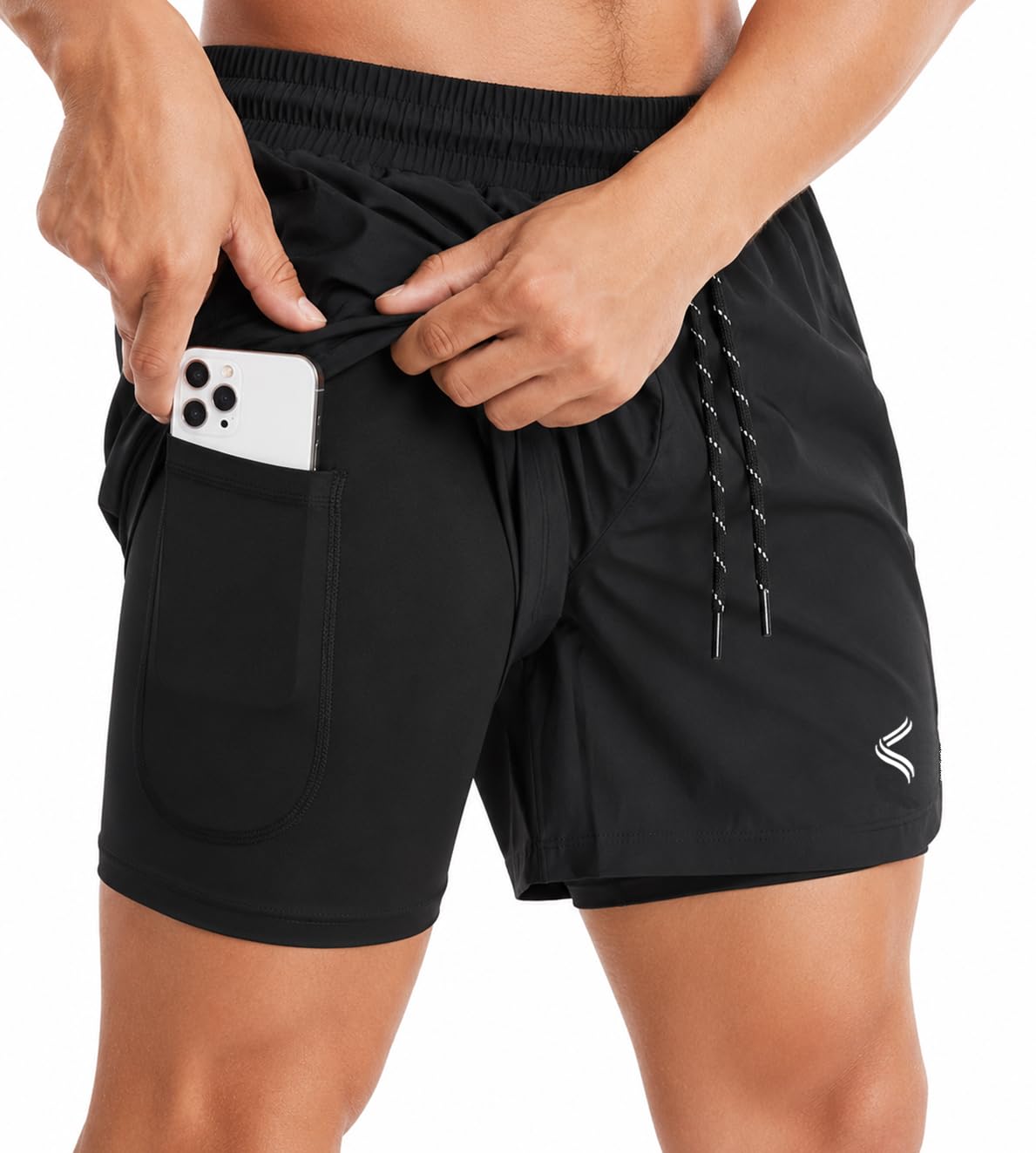 the growsome Gym Short for Men| Half Pant for man and Boys| 2 in 1 Active Dual Shorts with Inner Tights Layer for Gym, Running, Cycling and Other Activity Black-picture-11