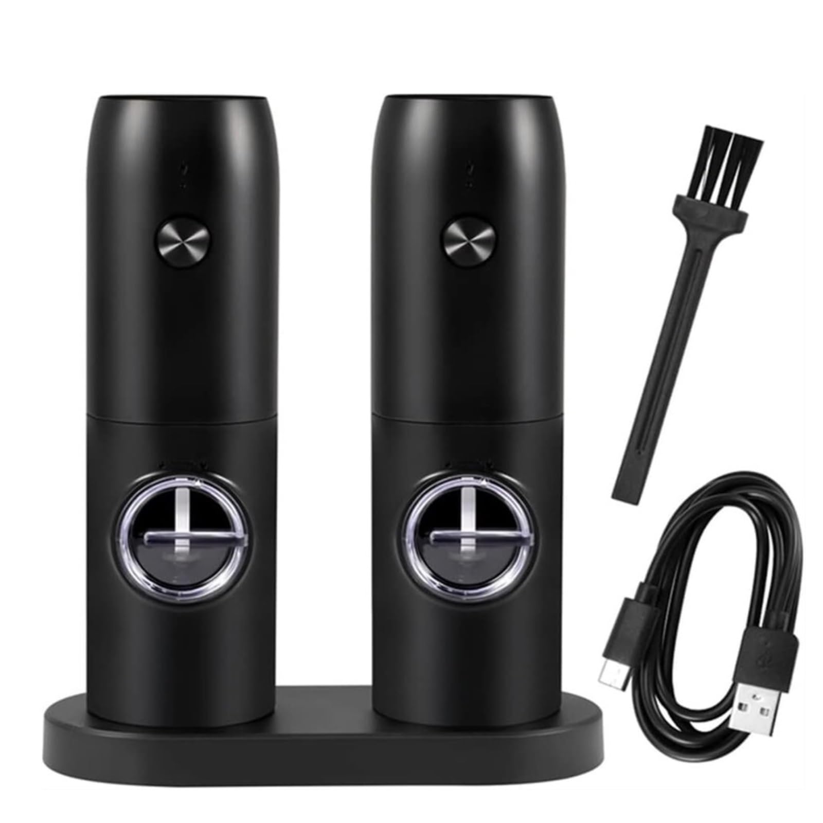 IRYZE Macinaspezie Macinapepe Macina Spezie Set Macina Sale E Pepe Elettrico USB Ricaricabile Macina Pepe Automatico Alimentato A Batteria Macinasale Macina Pepe (Color : Nero, Size : 2pcs)