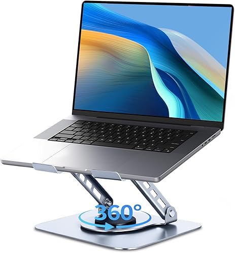 Miniatura 1 de Leeboom Soporte ergonómico para computadora portátil de aluminio giratorio de 360, soporte ajustable para portátil compatible con MacBook AirPro,