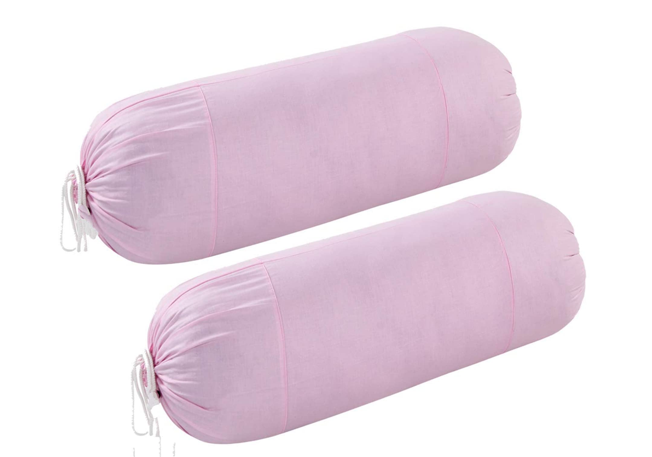 Pink Cotton Bolster Covers - Set of 2 -1