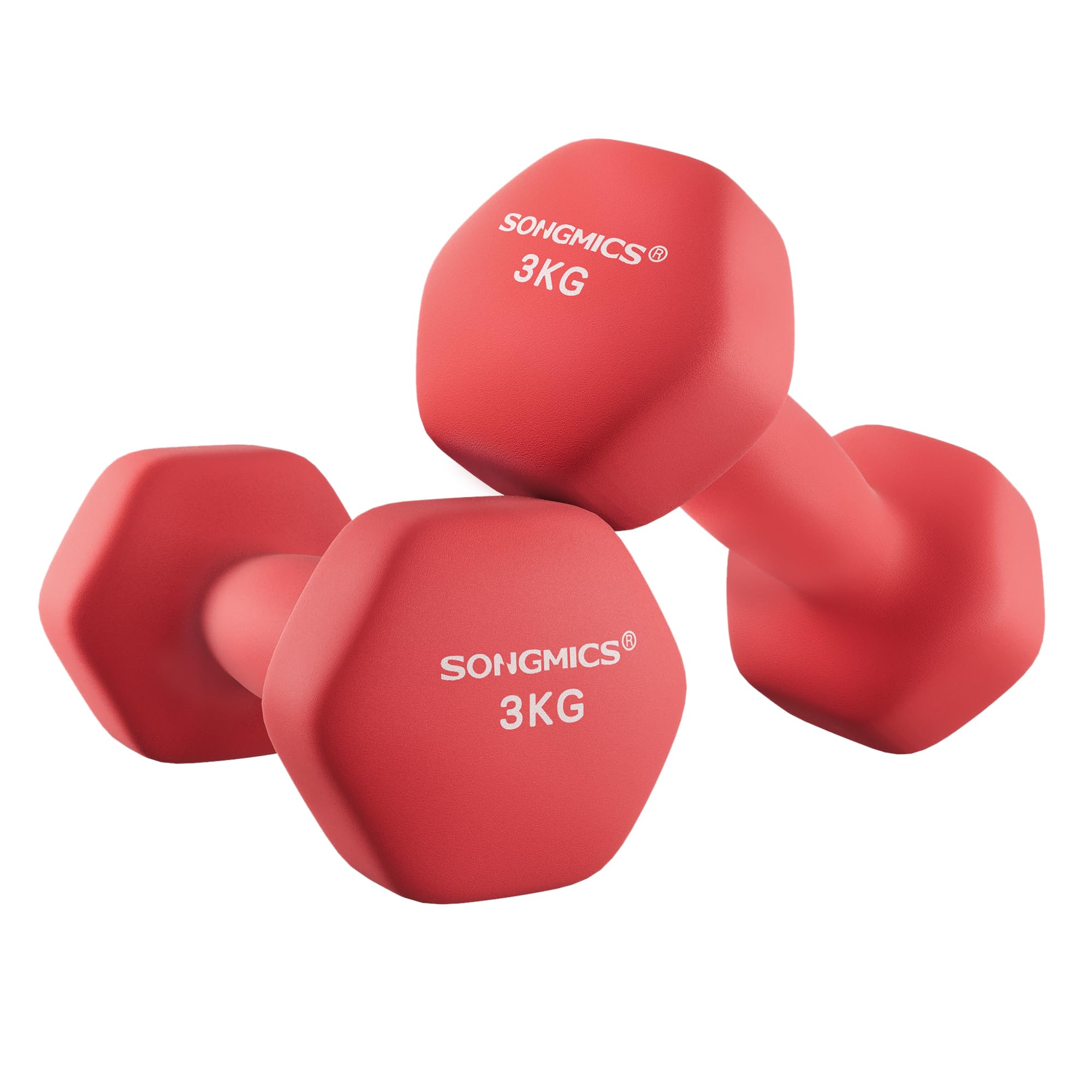 SONGMICS Set di 2 manubri, manubri corti, esagonali, rivestimento in neoprene, allenamento della forza, allenamento, fitness, per la casa