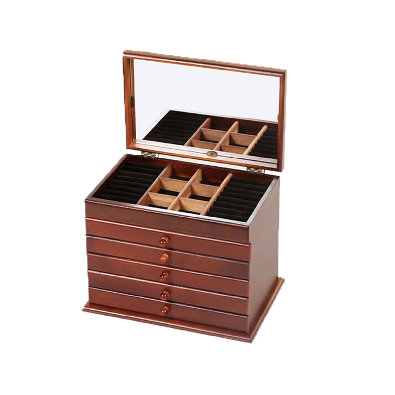 Large Vintage Multi Layer Jewelry Box Wood Jewelry Organizer Storage For Earrings Rings Necklace Bracelet Women style F