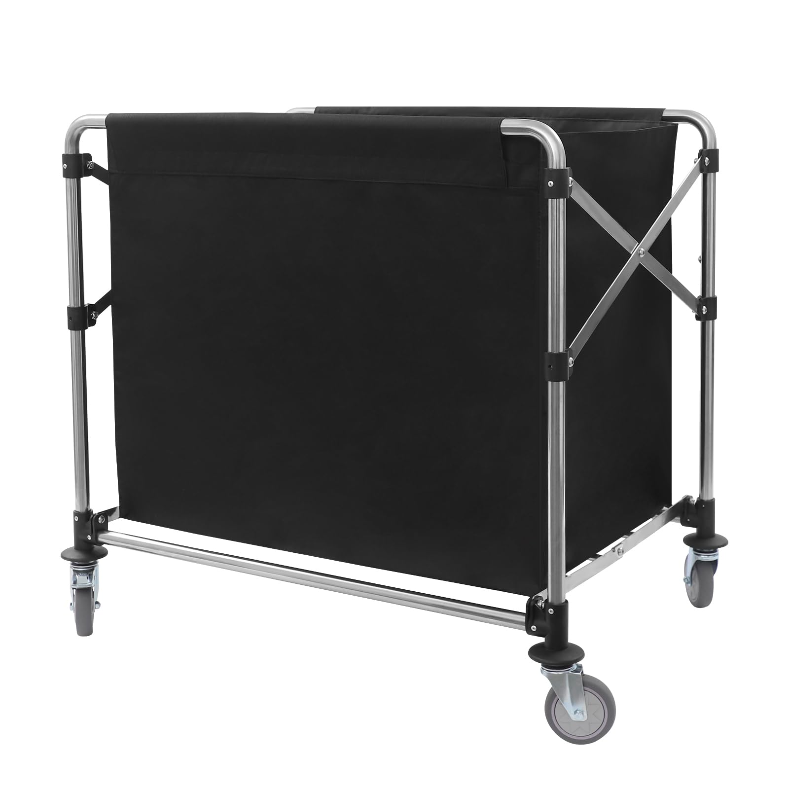Cesto portabiancheria pieghevole con ruote, portabiancheria portatile, portata: 100 kg, 90 x 60 x 88 cm (nero)