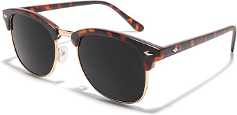 ShadyVEU Super Dark Round Semi Rimless Sunglasses UV Protection Retro 60s Half Frame Vintage English Nose Piece