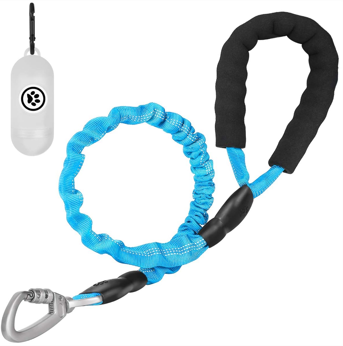 MUMUPET 2.6 FT Strong Dog Leash, Heavy Duty Training Dog Leash with Padded Handle, Tactical Bungee Dog Leash, Highly Reflective Threads for Medium Large Dog Leads, Upgraded Alloy Buckle is Safer