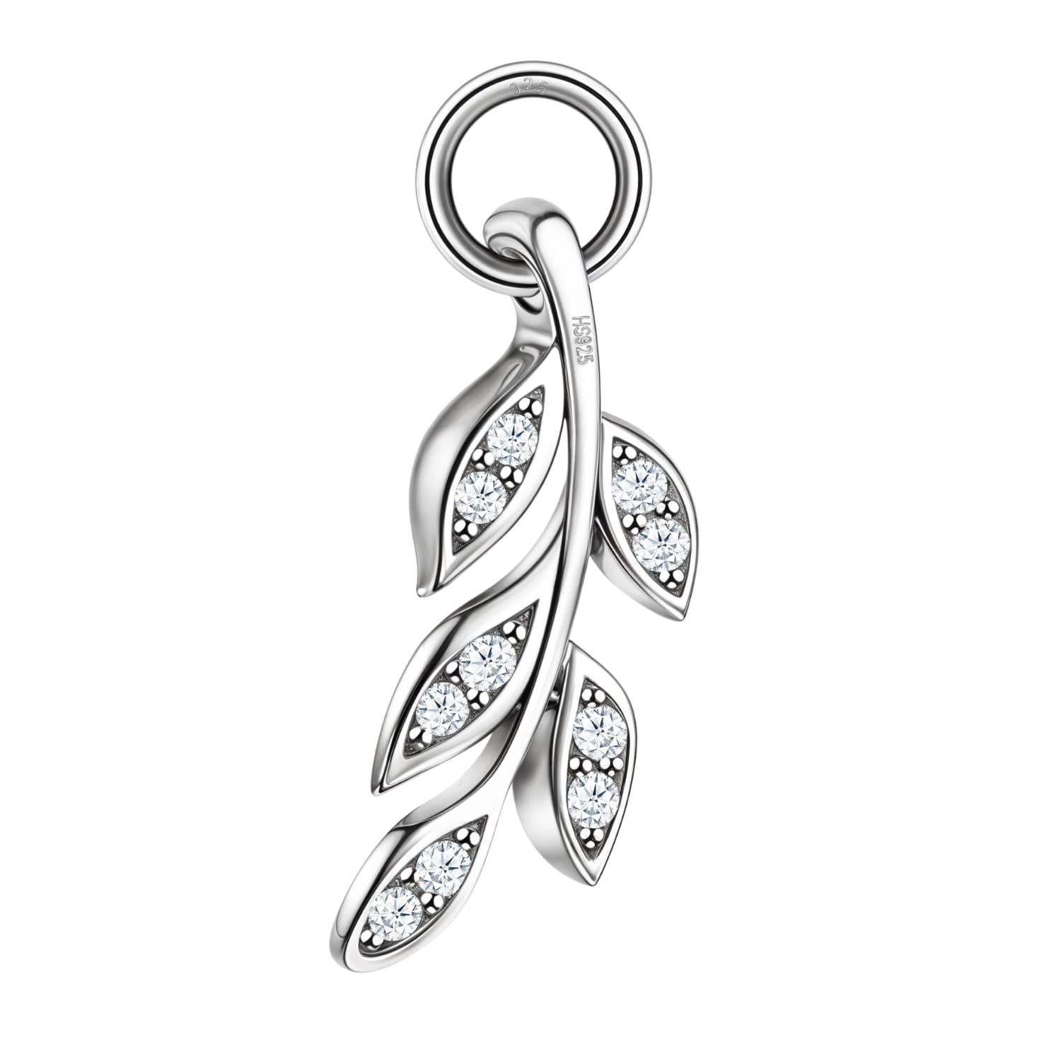 highspark HighSpark925 Silver Crystal Leaf Solitaire Pendant | 92.5 Sterling Silver and Diamond like Brilliance Sparkling Zirconia | Lovely Gift - Crystal Leaf-picture-55