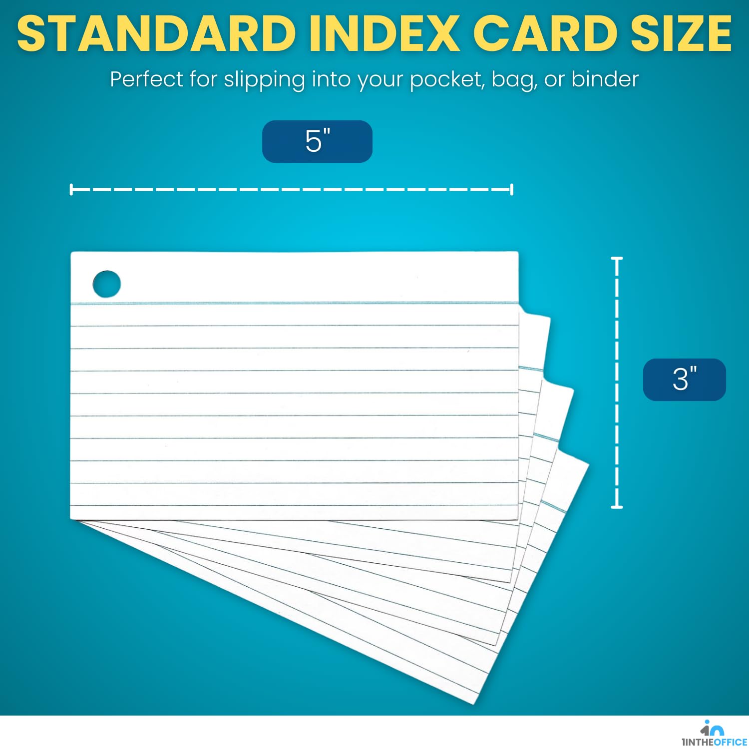 Amazon.com : 1InTheOffice Index Cards with Ring 3x5, Flash Cards with Binder  Ring, Single Hole Punched Notecards, White, 100 Cards : Office Products