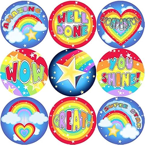 144 Rainbows and Stars 30 mm Reward Stickers for School Teachers, Parents Cover