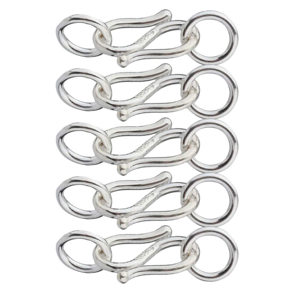 Milisten S-Haken Verschluss Silber 5 Stück Doppelring Kettenverschluss Für Herren Armband Und Halskette Diy Schmuckherstellung 0.69X0.39X0.31In