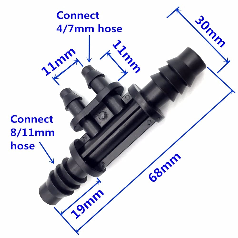 Schlauchverbinder-Adapter, 300 Stück, Vierfach Verwendbar, 8/11 Mm Bis 4/7 Mm, Schlauchverbinder-T-Stücke, Hochwertige Gartenwasserverbinder, Gartenbewässerungswerkzeuge
