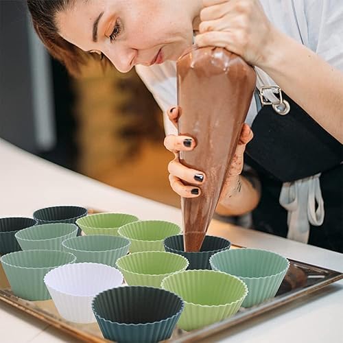 Miniatura 2 de Suuker Tazas de silicona para hornear, forros reutilizables para magdalenas, juego de moldes antiadherentes para muffins, paquete Bento, divisores