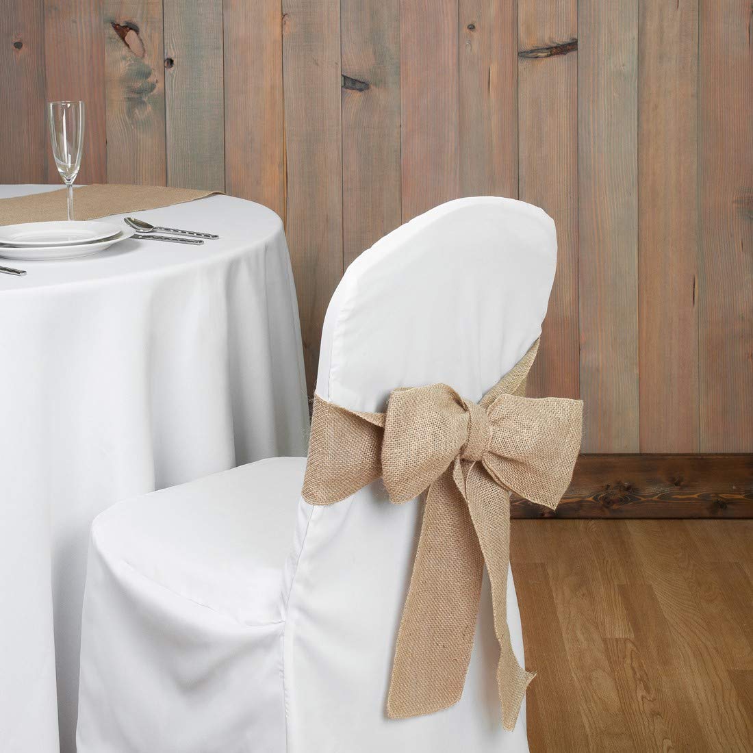 WEIDU Szarfy na krzesło jutowe 17 cm x 275 cm, rustykalne pokrowce na krzesło z juty, kokardy, dekoracje na ślub, urodziny, zaręczyny, 20 szt