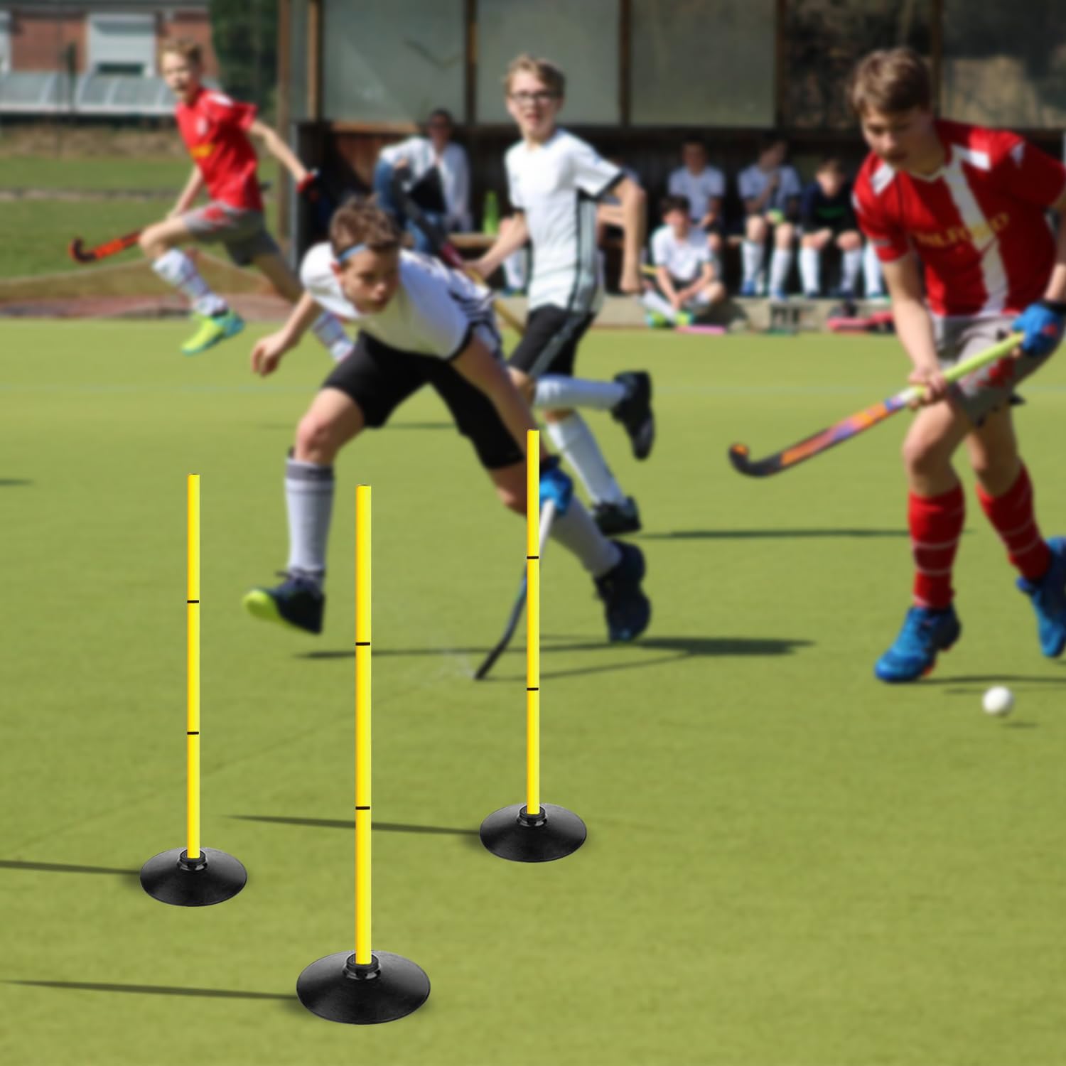 Agility-Stöcke, 122 cm, abnehmbare Geschwindigkeitstrainingstöcke, Fußball, Slalom-Stöcke mit Agility-Leiter und Kegeln