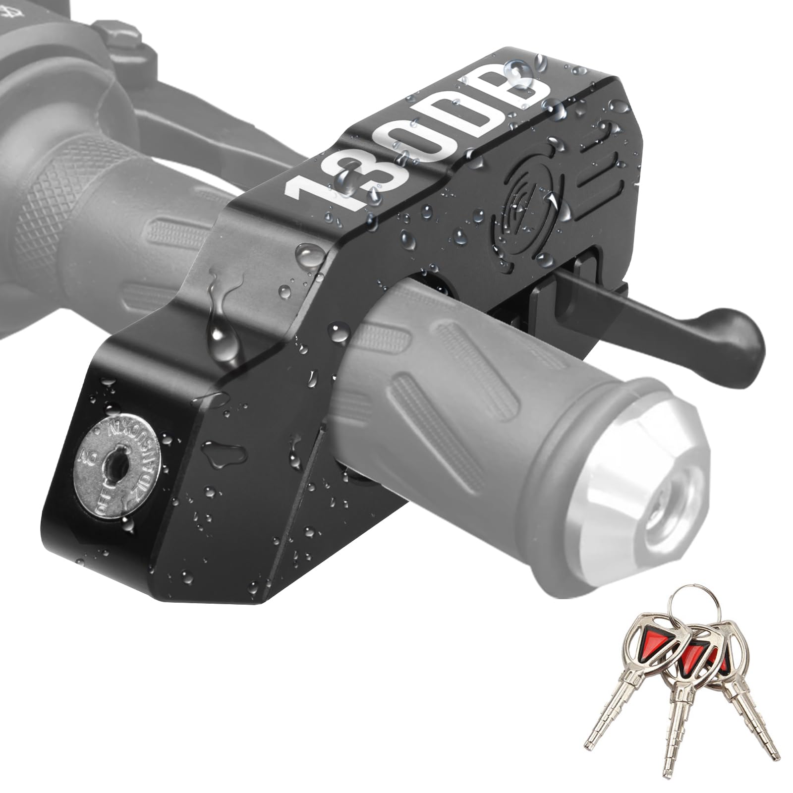 Motorrad Bremsschloss 130DB Alarm, Anti Diebstahl Motorrad Lenker Schloss | Aluminiumlegierung Motorrad Schloss, IP65 Wasserdichte,Moped Schloss Hohe Sicherheit mit 3 Schlüsseln für ATV,Scooter,Fahrrad