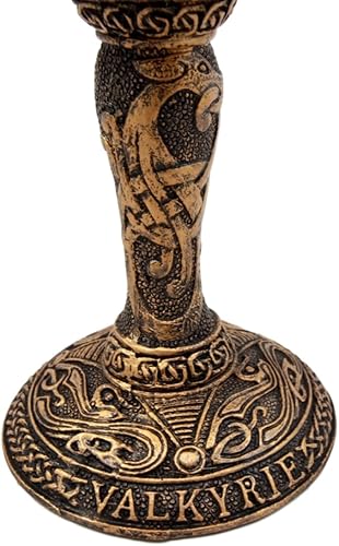 Miniatura 4 de Atlantic Coleccionables Mitología nórdica Espíritu vikingo Diosa Valquiria 7oz resina cáliz de copa de vino con forro de acero inoxidable