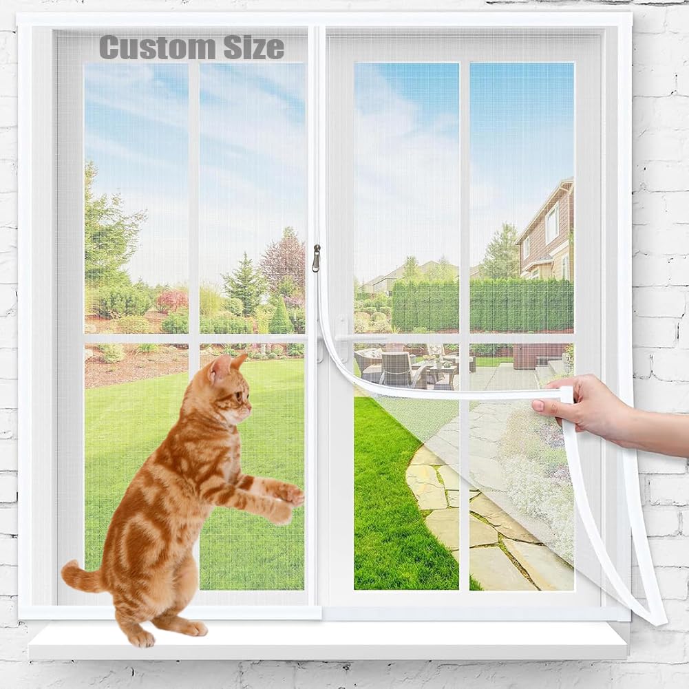 Zhulongrushui Custom Size Window Screen Insect Mesh,Self-Adhesive Fly Screen Mosquito Net,Window Net To Keep Bugs Out,Cat Pet Anti-Escape Safety Window Netting