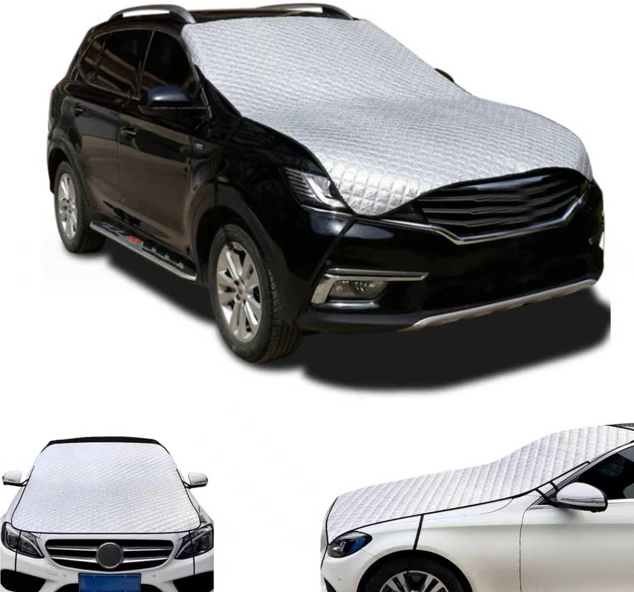 Car Windshield Cover, Waterproof Snowproof Sunshade Cover for Windshield Hood, Thickened Heat-insulating Foldable Car Exterior Accessories, Universal for Most Vehicles (Silver)