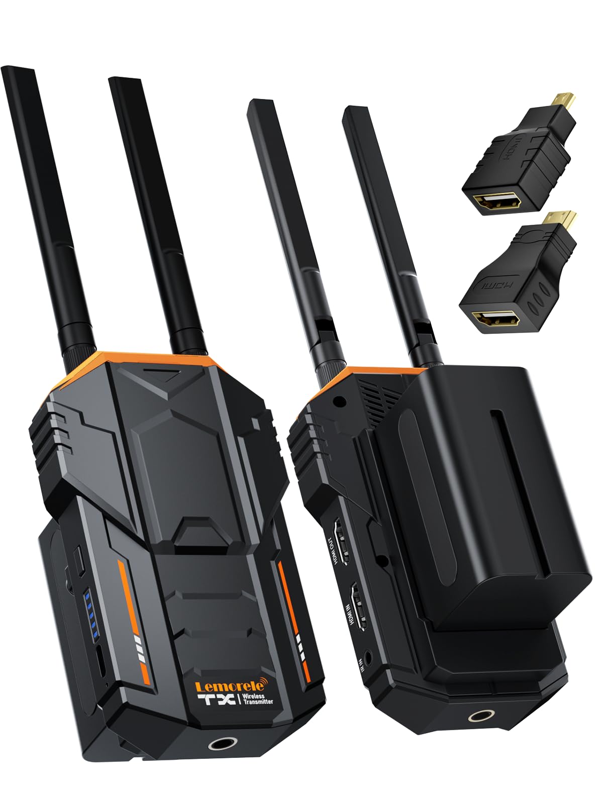 Conjunto de Transmisión de Video Inalámbrico 200M, Lemorele 5G 1080P Transmisor y Receptor de Video Inalámbrico HDMI con Bucle HDMI e IR para DSLR, Cine y Fotografía, Batería de 2 * 4400 mAh Incluida