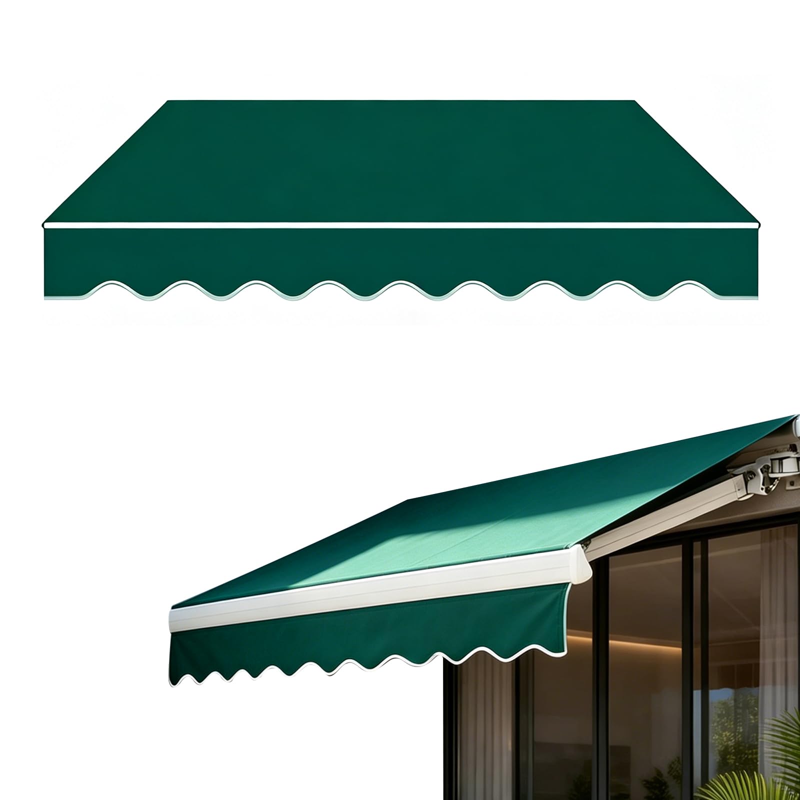 Awning Replacement Canopy, UV Protection Water Resistant 280D Oxford Cloth Sun Shade Cover for 2 x 1.5m Garden Awning (Green, 2.5x2m)