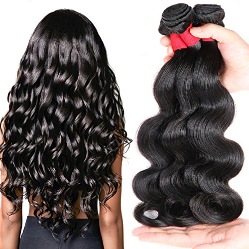 Moda Mode Brazilian Virgin Hair Body Wave 3 Bundles, Unprocessed Human Hair Extensions Natural Color Can be Dye Remy Hair Weft(14 16 18)