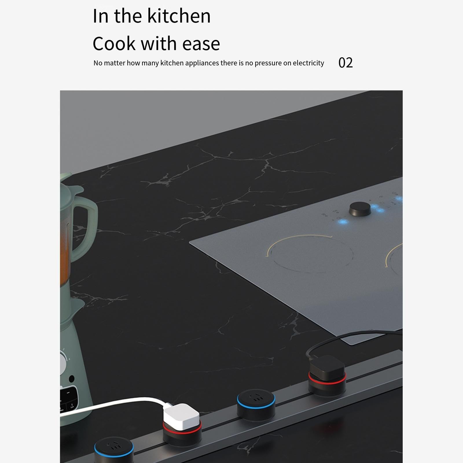 regletas Zócalo de riel, Deslizante móvil for Cocina casera, eléctrico, aparador magnético enchufable, Barra Bar(Black,25cm)