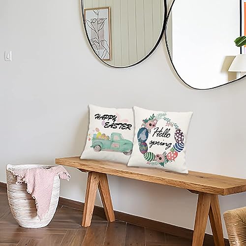Miniatura 3 de BOFKYIC Juego de 4 fundas de almohada de Pascua de 18 x 18 pulgadas, decoración de Pascua para el hogar, conejo de Pascua, huevos de Pascua,