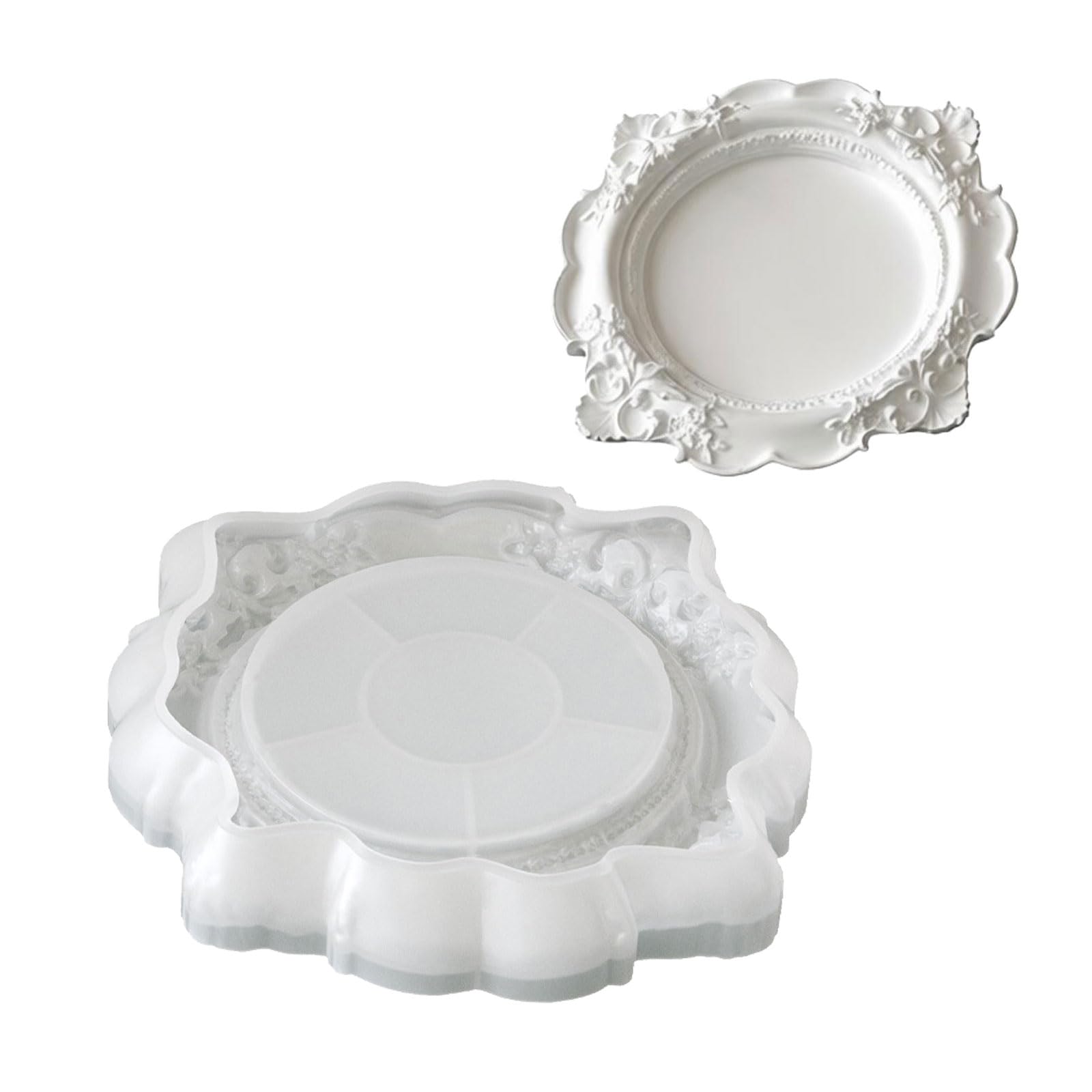 JSGHGDF Lace Resin Tray Silicone Molds for Chocolate Gypsum Ornament Jewelry Holder and Decorative Tray Handicraftsman Soap Cast
