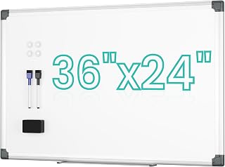 VUSIGN 36x24 Magnetic Dry Erase Whiteboard Wall Mounted - Aluminum Frame, Markers, Eraser, Magnets, Tray for Office, School, Home