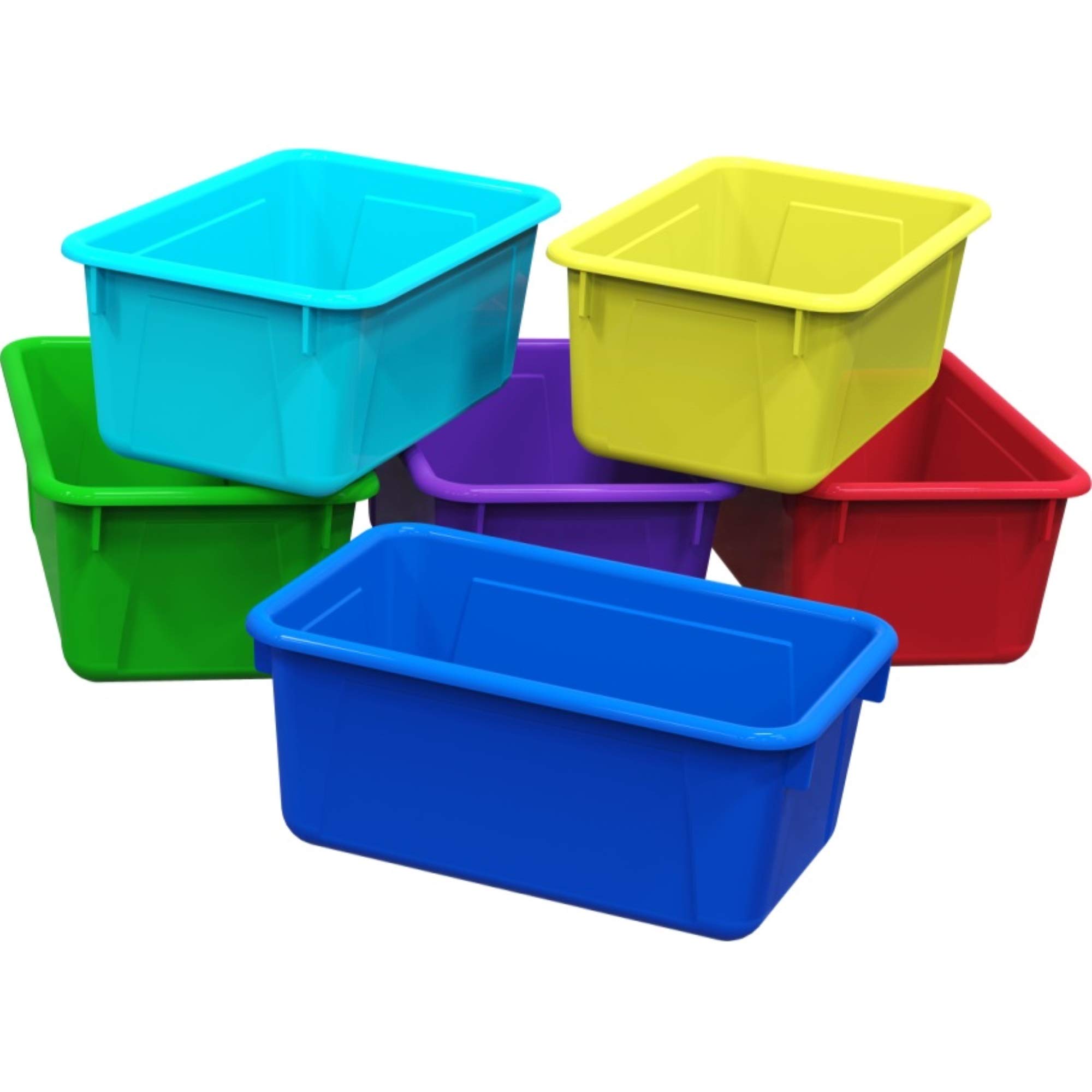 Photo 1 of Storex 62414U05C Small Cubby Bin, Plastic Storage Container Fits Classroom Cubbies, 12.2" x 7.8" x 1" (Assorted Colors) (Pack of 5)
