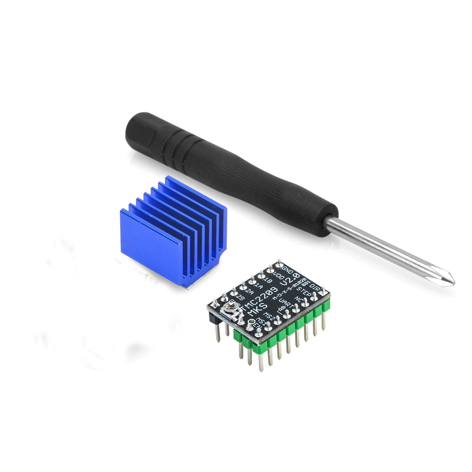 Stepper Motor Driver TMC2209 Stepstick Stepper with Heat Sink Screwdriver for 3D Printer Ramps1.4 MKS SGEN-L, 5 Pcs
