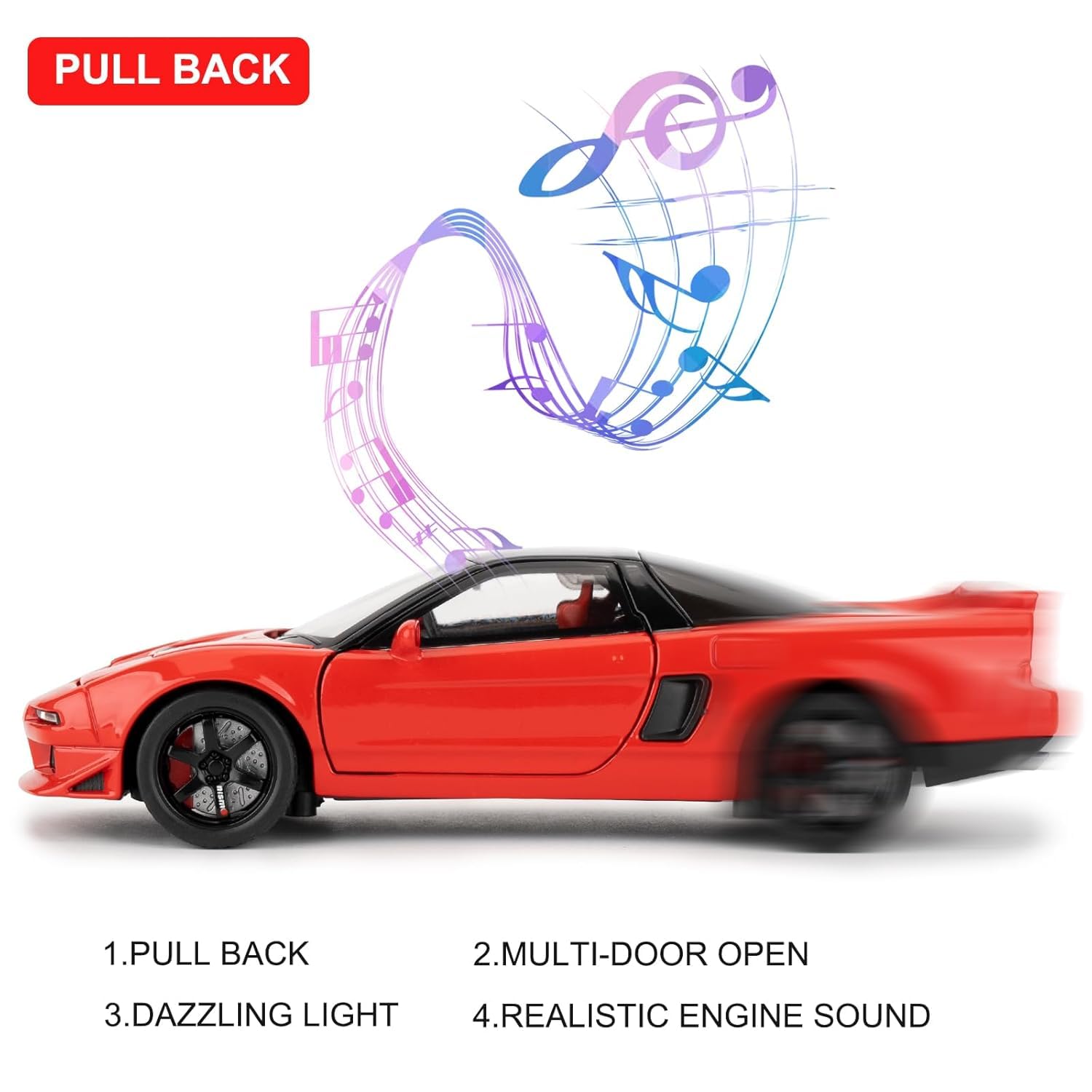 FEXXA Toy Car Compatible for 1:32 HO NDA NSX Evolution Model, Pull