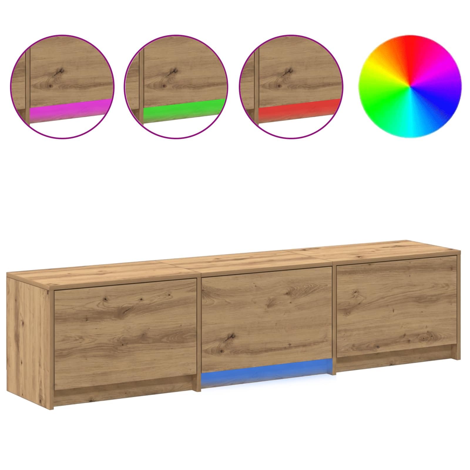 Madera resistente con luces LED ajustables modelo práctico Marrón 165x34x40