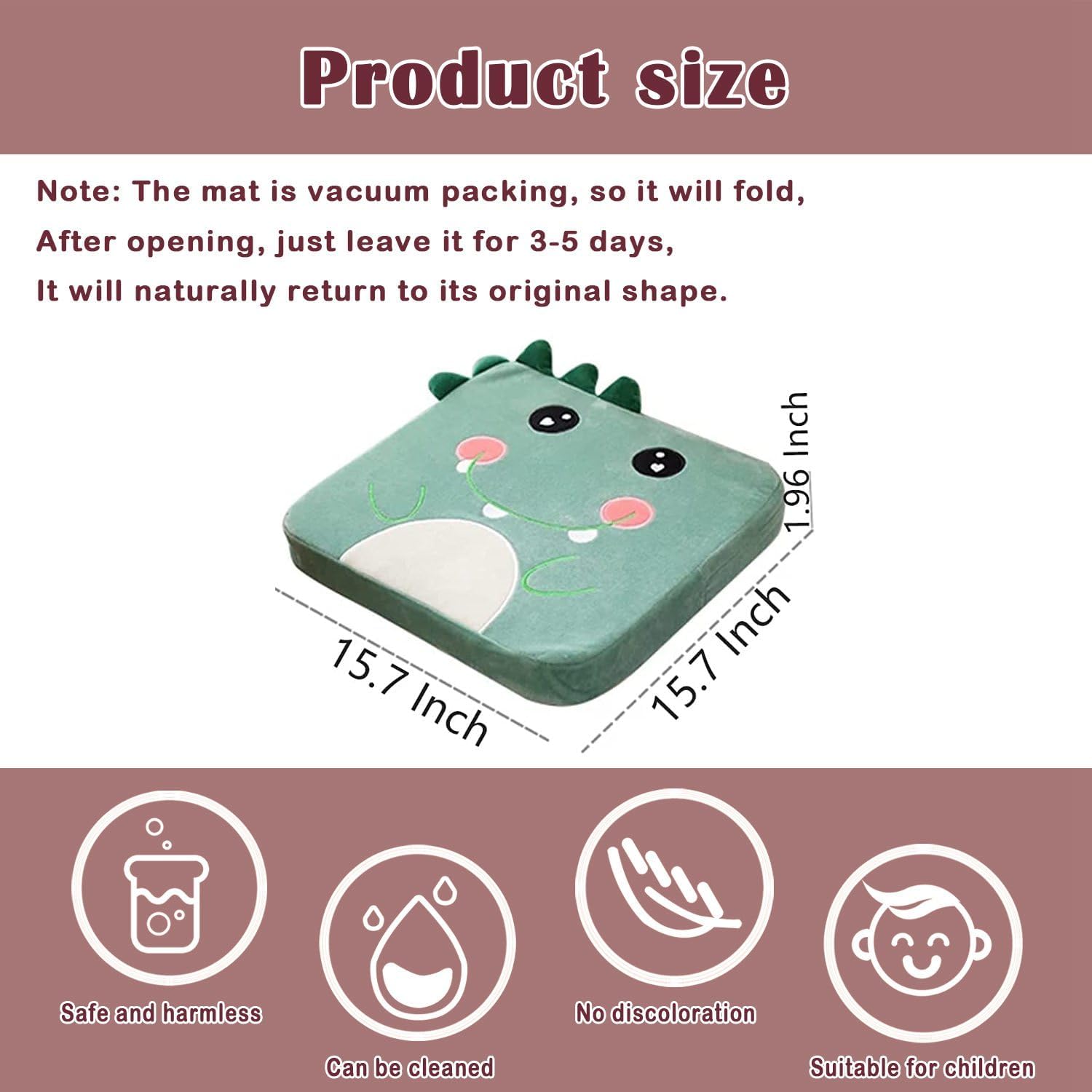 Toddler Booster Seat for Dining Double Straps Washable Portable Thick Chair Increasing Cushion for Baby Kids (CadetBlue-5cm)