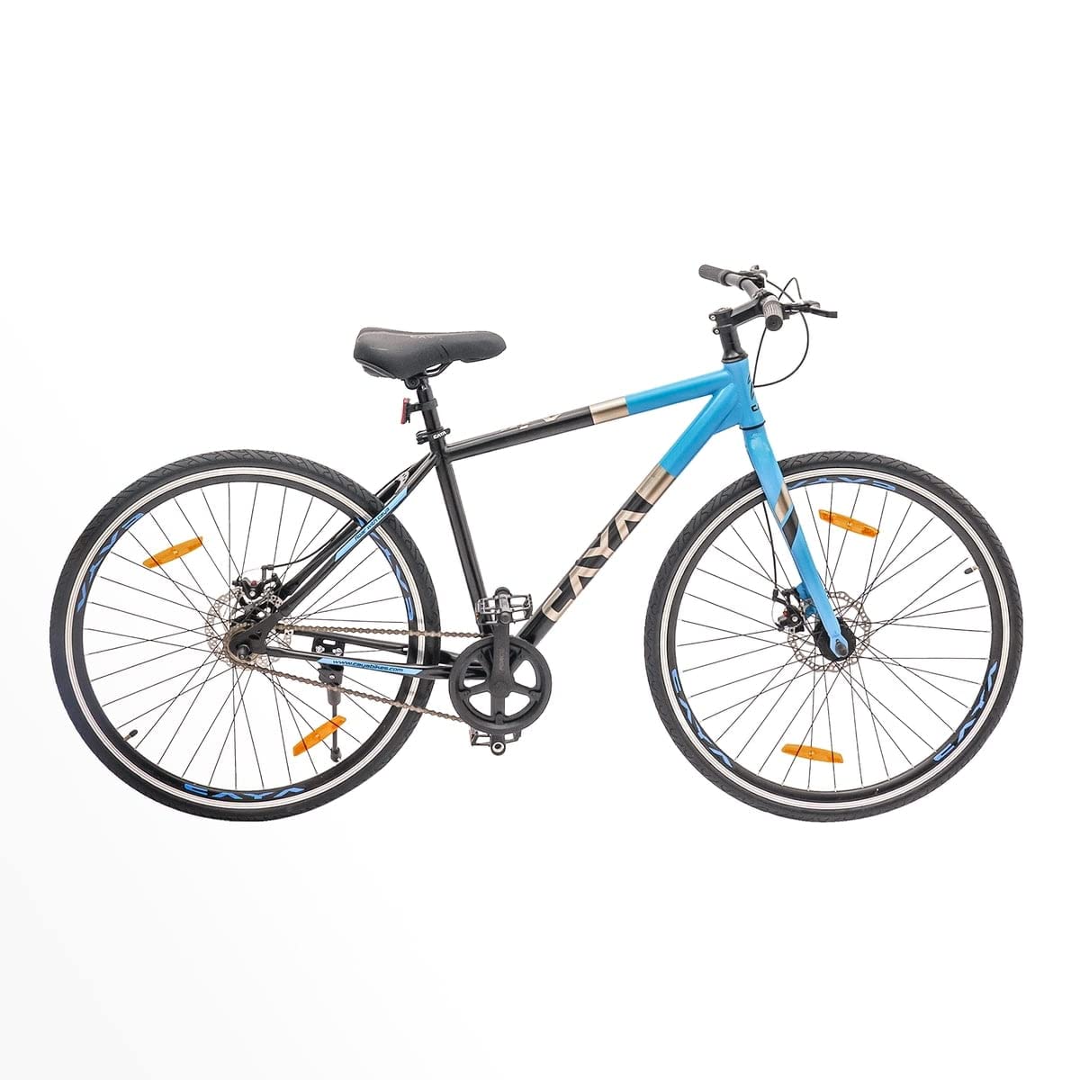 CAYA 700C Cycle for Men & Women with Dual Disc Brakes/Steel Frame 18.5 Inches with 95% Assembled Unisex Cycle Tyre 700 Inch/Bicycle Ideal for 15+ Adults - (Matte Black Blue) (B09Y3GPV34) Amazon Price History, Amazon Price Tracker