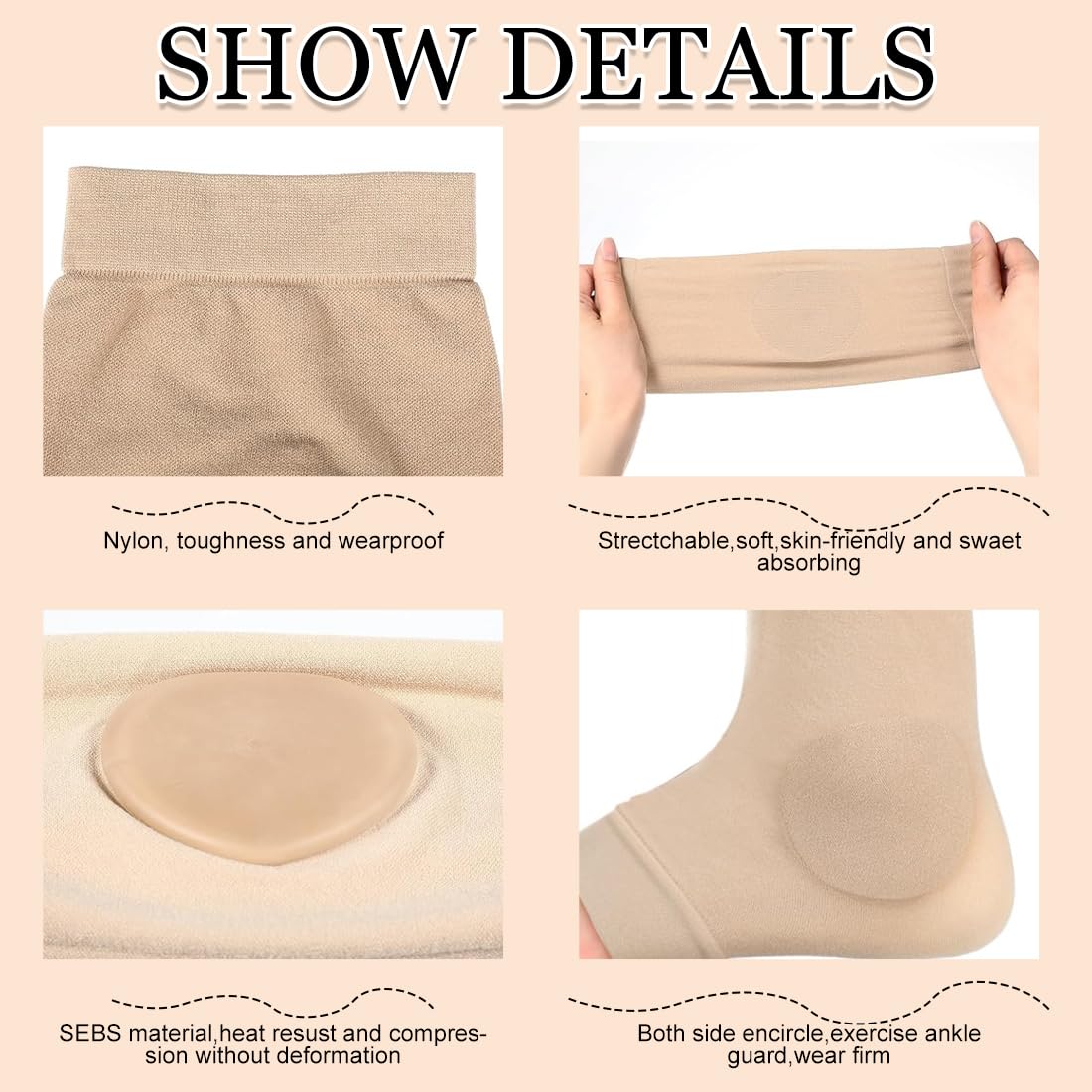 Chaussettes de protection avec coussinet en gel, protège-chevilles pour patinage artistique, ski, hockey, bottes, orthèse, soutien de la cheville - 4