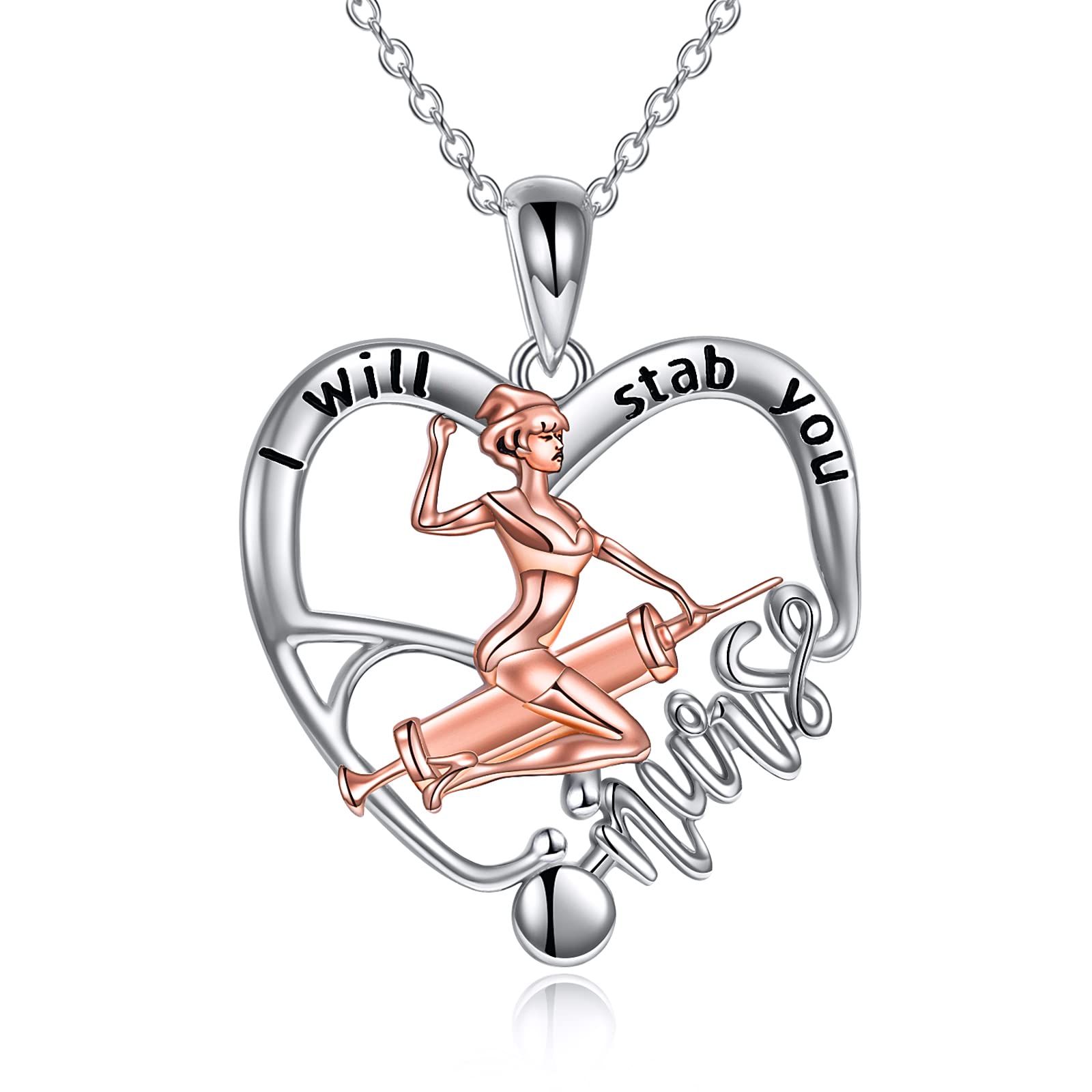 YFN Collana In Argento Sterling 925 Con Ciondolo Stetoscopio E Battito Cardiaco - Regalo Per Infermiera E Dottoressa