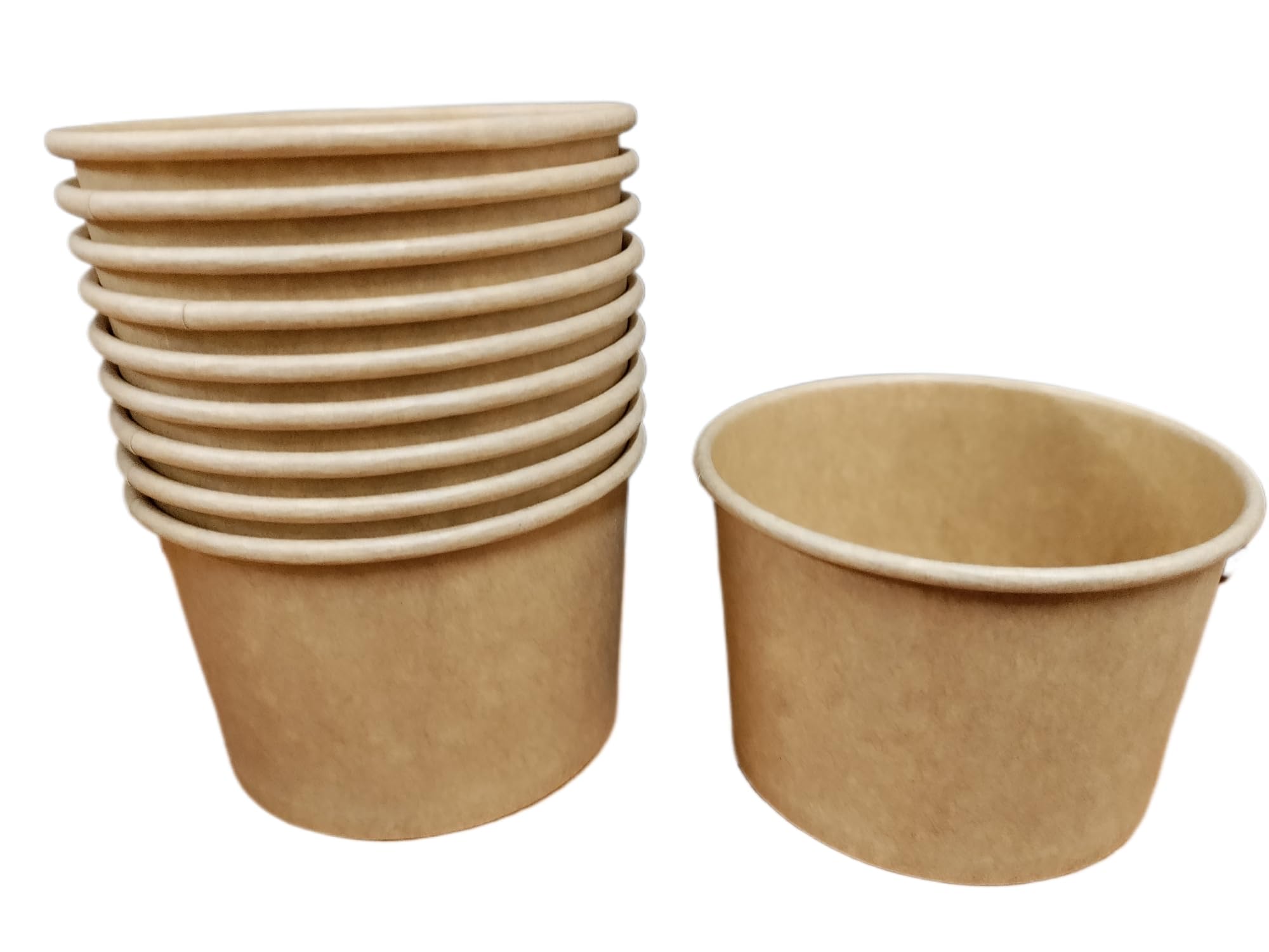 Foglish Home & Garden Kraft Brown Kraft Soup Containers, 8Oz Food Storage Pots, 225Ml Disposable Takeaway Tubs, Ice Cream, Brown (20)