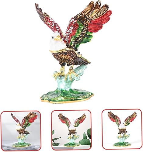 Vista 3 de NOLITOY Decoración de escritorio con bisagras, decoración retro esmaltada de águila, decoración de mesa, pintada a mano, estatuilla de águila
