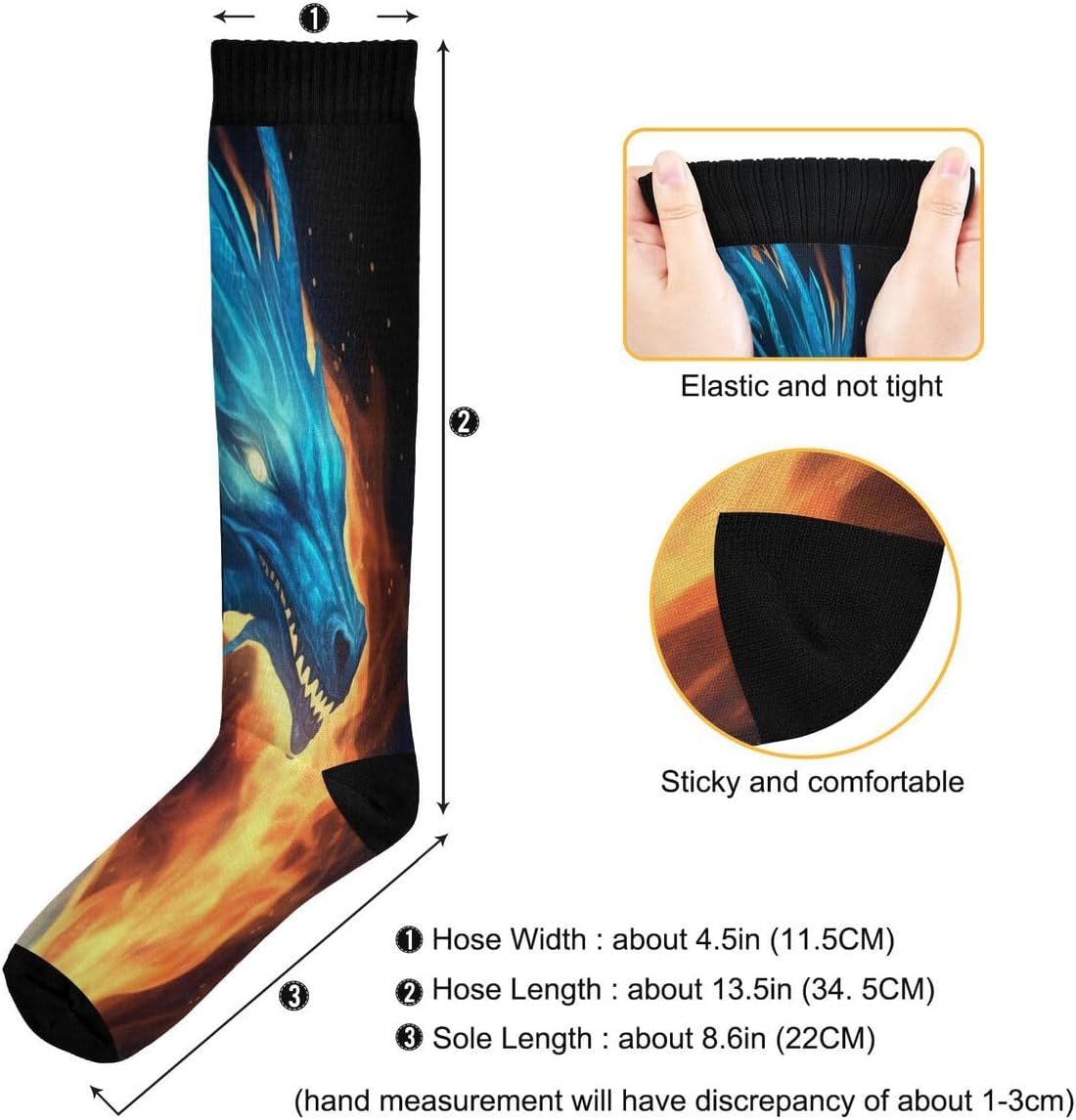 Nander Fiery Dragon Compression Socks Women Men Knee High Stockings for Sports,Running,Travel 1Pair - Image 3
