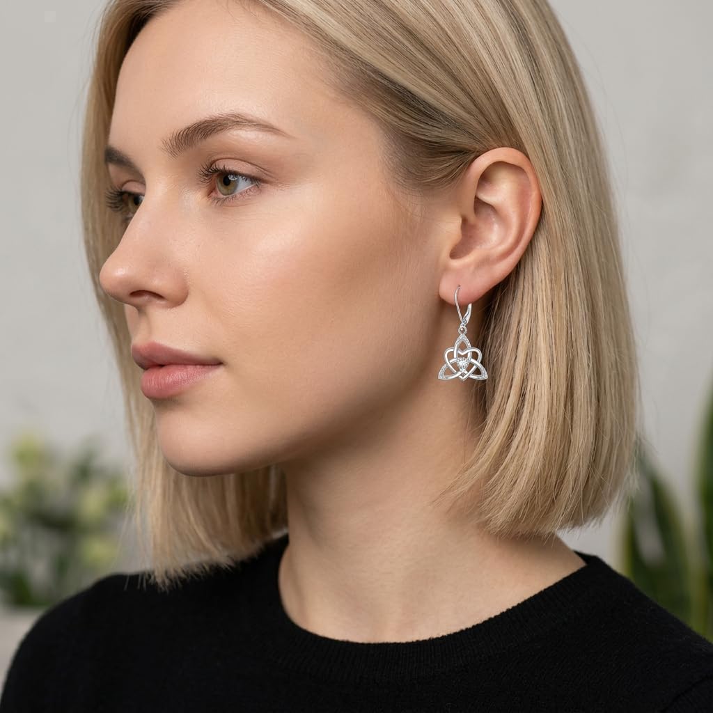 Keltische Knoten Ohrringe Damen 925 Sterling Silber Irischer Schmuck