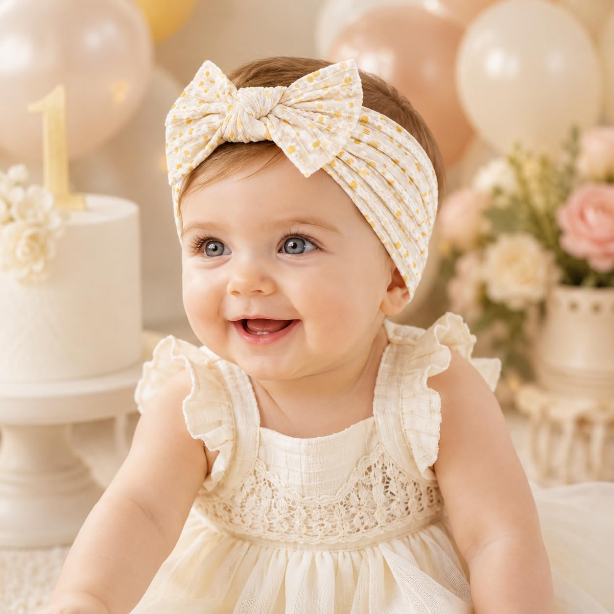 Baby-Stirnband für Mädchen, florales Schleifen-Stirnband, Turban-geknotet, elastisch, weich, für Neugeborene, Kleinkinder, Haarschmuck
