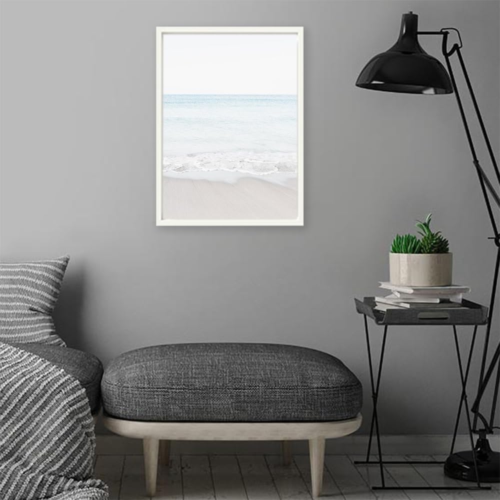 VERRE ART Printed Framed Canvas Painting for Home Decor Office Wall Studio Wall Living Room Decoration (14x22inch White Floater) - Coastal Bunker Bay