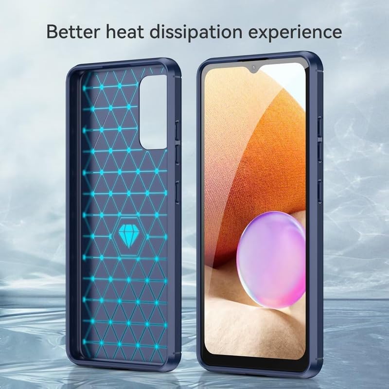 Image of NPRC Hybrid Ultra Slim Protective Case TPU Non-Slip Carbon Fiber Texture Shockproof Case Cover for Samsung Galaxy M32 5g - Blue