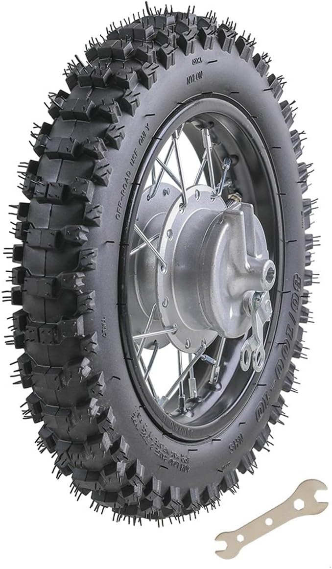 CRF50 Dirt Pit Bike Wheel – 80/100-10" Tire 1.6x10 Rim Inner Tube 12mm Bearing Wheel Assembly – for Drum Brake 50cc 70cc 90cc 110cc CRF50F XR50 CRF70 KLX110 KX65 TTR90 TTR110 Off-Road Motorcycle