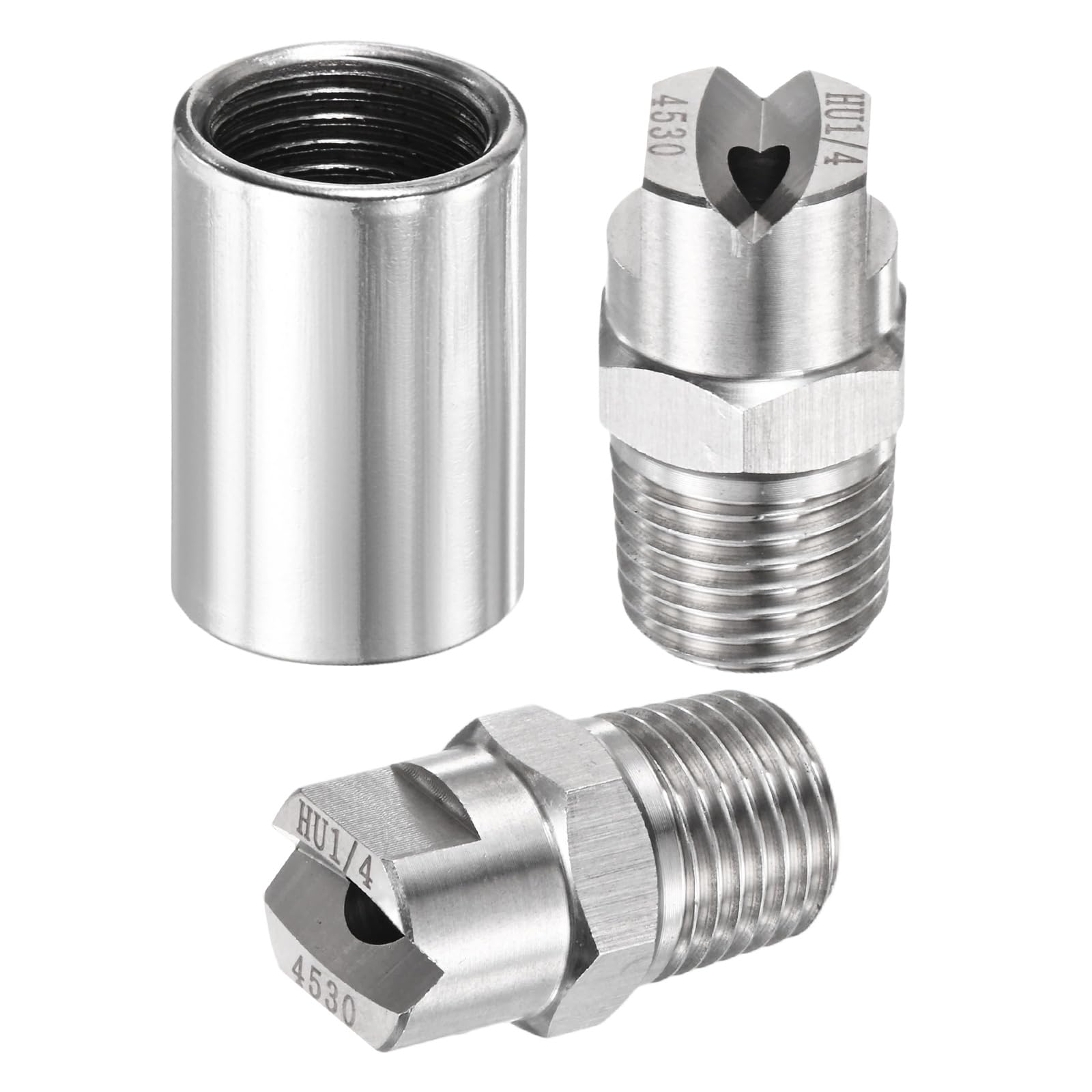 TIXIPEM 1/4" BSP Male 45 Degree Flat Fan Spray Tip [1SET] - High Pressure Washer Spray Nozzle with 1/4" BSP Female Pipe Fitting Used for Water Guns - [Stainless Steel-3.6MM]