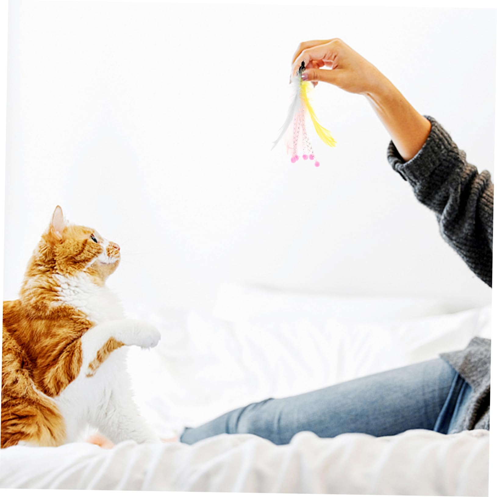 POPETPOP 40pezzi Giochi Interattivi Per Gatti Da Piume Di Ricambio Per Cannette Stimola Comportamento e Abilità Fisiche Giocattoli Duraturi Per Gatti Di Tutte Le Età