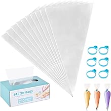 200 Pcs Pastry Piping Bags,14 inch Thickened Disposable Piping Decorating Bags,Plastic Icing Piping Bags with 6 Bag Ties for Cupcakes Cookies and Frosting
